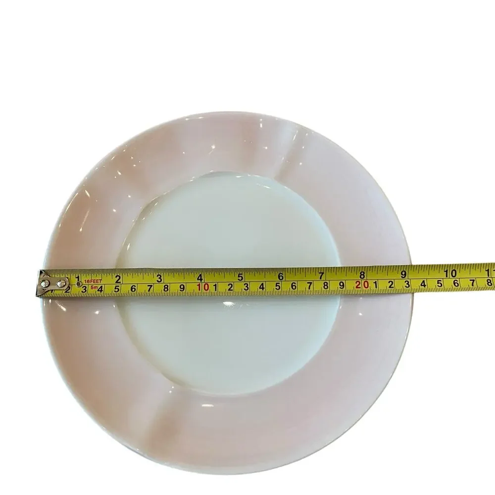 Neiman Marcus Hand Painted Porcelain Salad Plates 9in Pink Brushstroke Set of 4